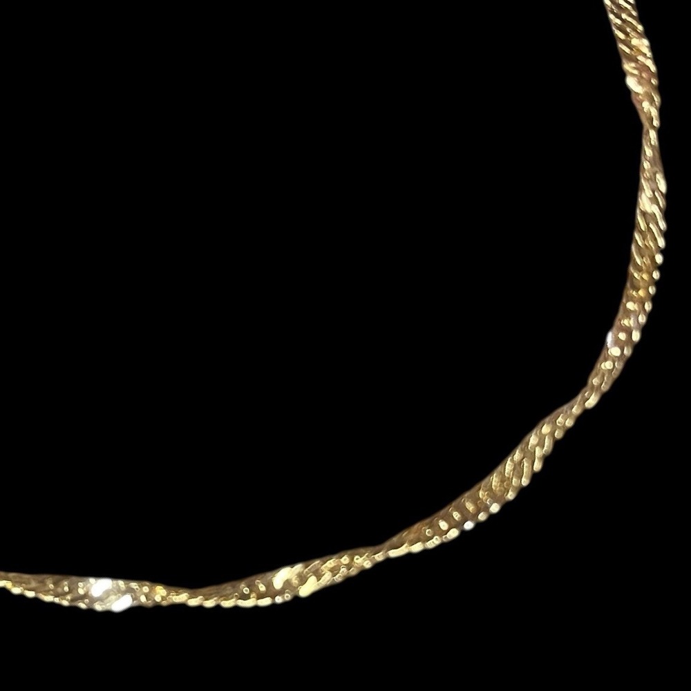 14 K Gold Plated Twist Chain Necklace Dainty Layering Adjustable Clasp 18" - Picture 6 of 6